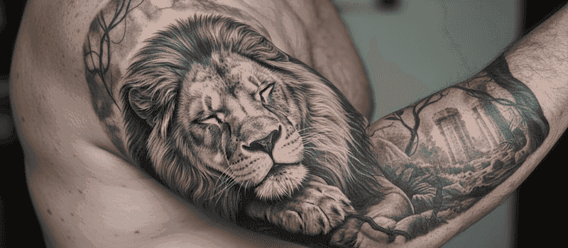 Tatuaje de León Realista
