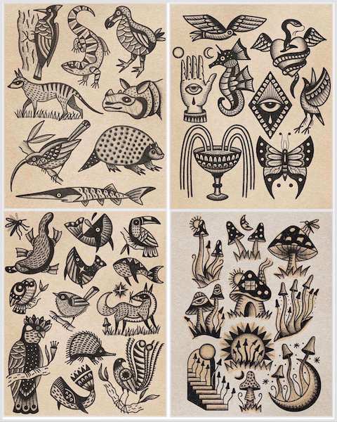 collage de diseños de tatuajes realizados por Oscar Marko
