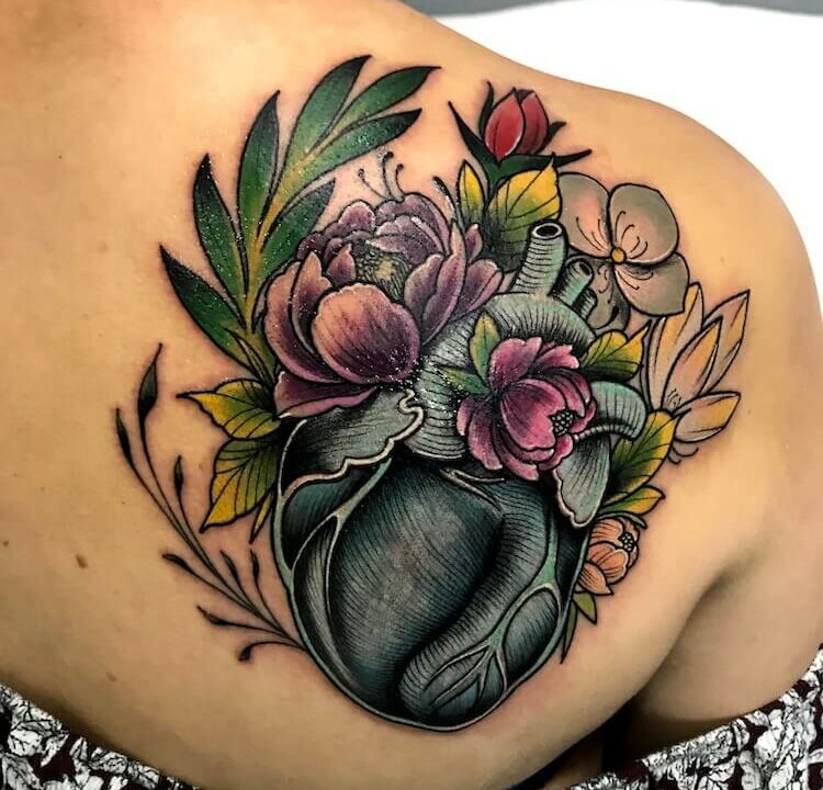 Tatuaje realizado por el artista tatuador Andrés Sepúlveda para Kaifa´s Tattoo Studio Madrid (Moncloa Chamberí), con materiales veganos y cruelty free. Diseño lleno de color, estilo Neotradi