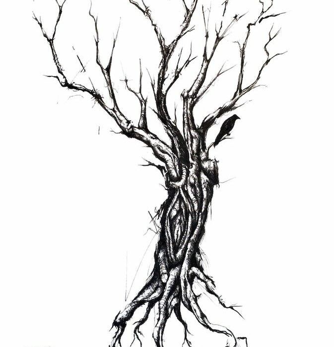 Ilustración del diseño de Tattoo del artista tatuador Raúl Rodríguez para Kaifa´s Tattoo Studio En Madrid (Chamberí - Moncloa), estilo de tatuaje Sketch, arbol naturaleza